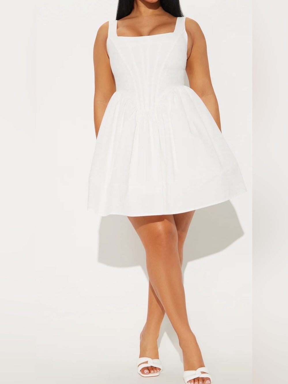 Graduation dress/ White Sleeveless Fit & Flare Dress